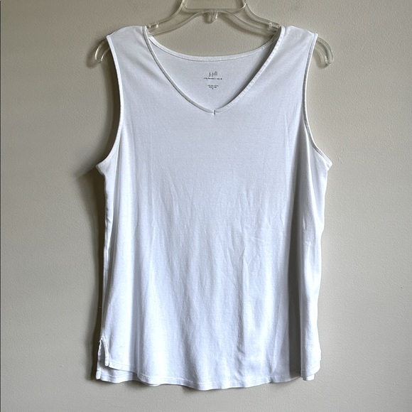 J Jill Pima Cotton sleeveless V-neck tee. White. Good condition. Size M - Picture 1 of 5